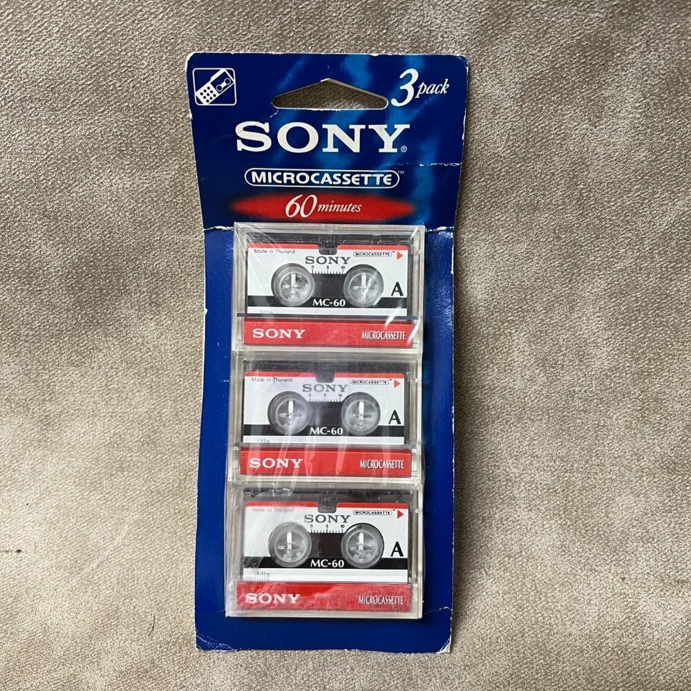 Sony MC-60 Microcassette Recordable Blank Cassette 3 pack 60 min New & Sealed